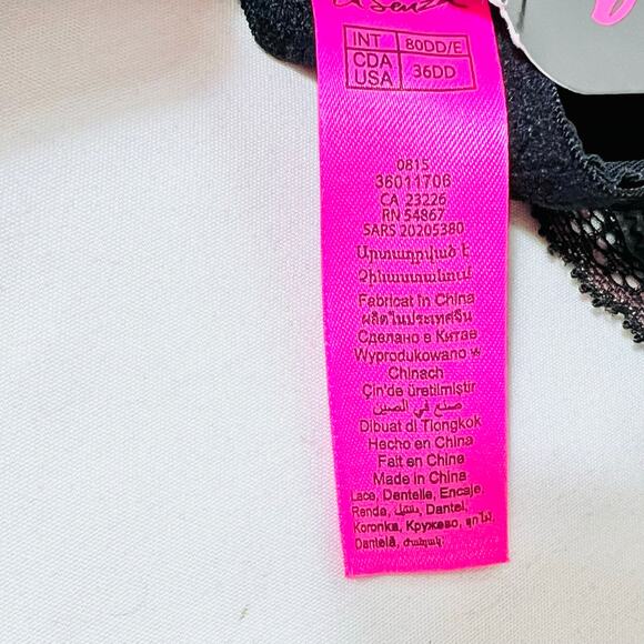 La Senza Bra Lot 2 Size 34DD Red Black Padded Sheer Underwire Push Up Lace New - Picture 13 of 13